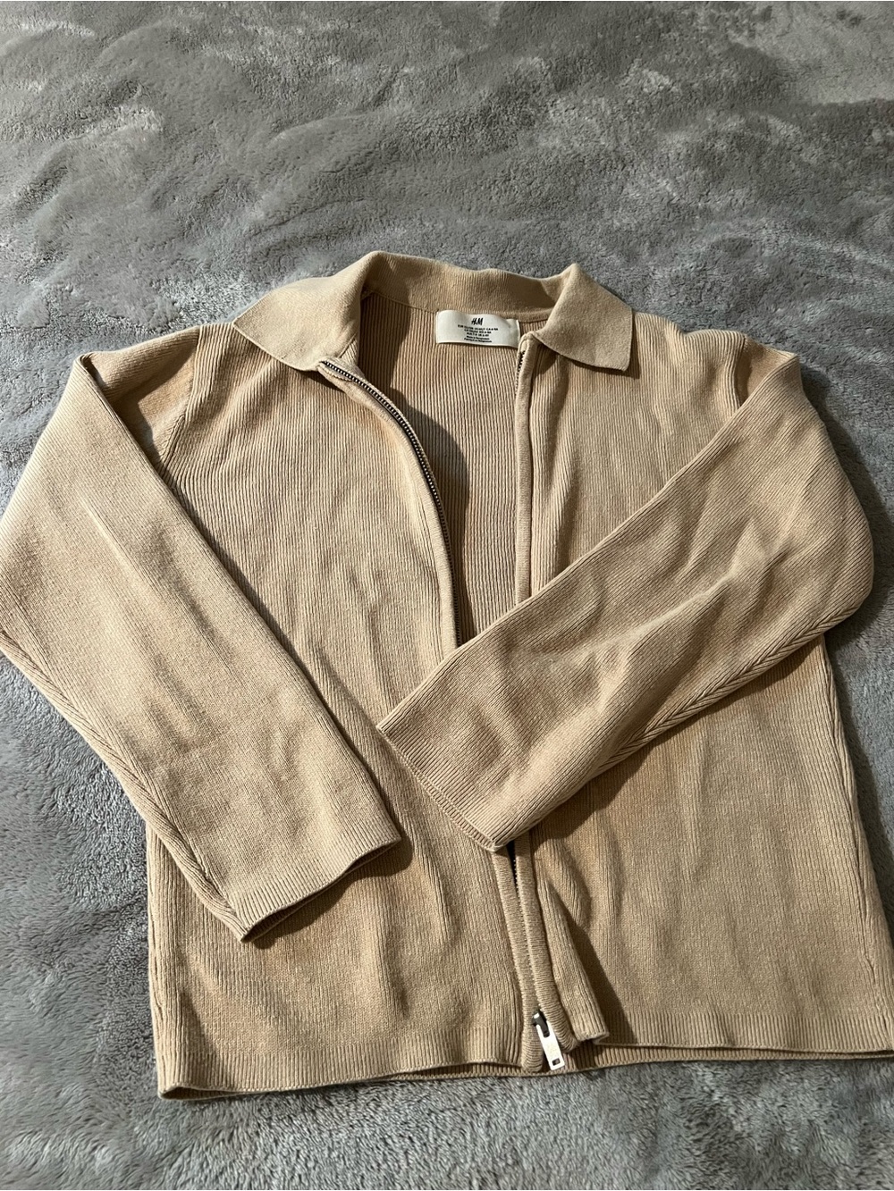 H&M Beige Zip-Up Polo Cardigan